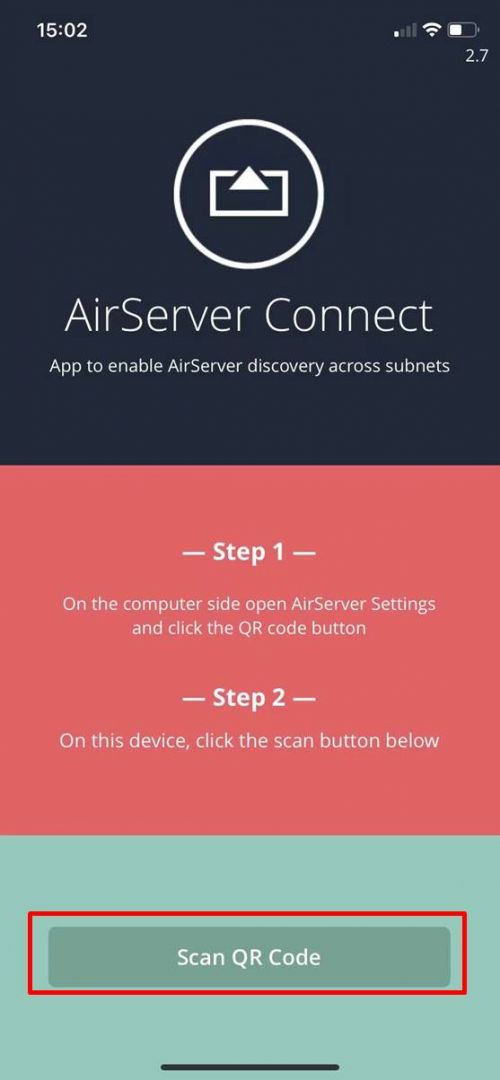 图7：使用AirServer Connect扫描二维码