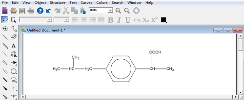 ChemDraw绘制的ibuprofen分子