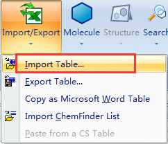 Import Table（导入表格）选项