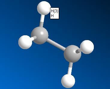单击乙烷模型中C（1）上的氢原子