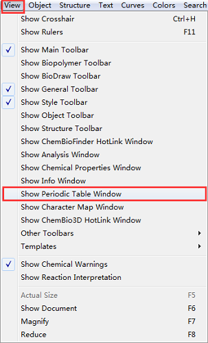 ChemDraw Professional 15的元素周期表窗口