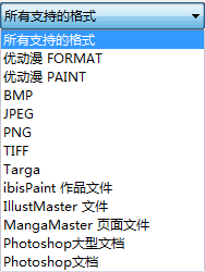 打开支持的格式