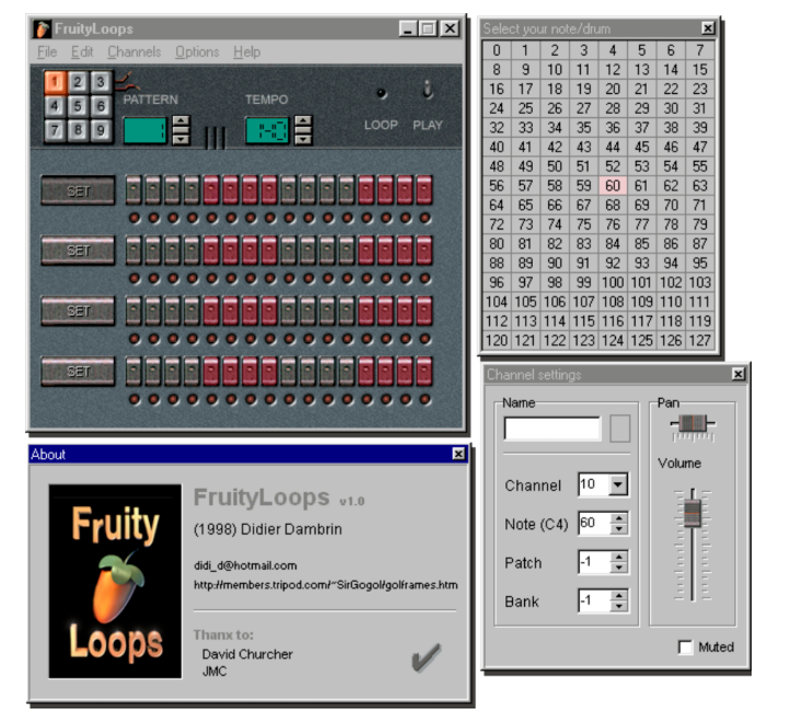 软件界面：FL studio的前身FruityLoops