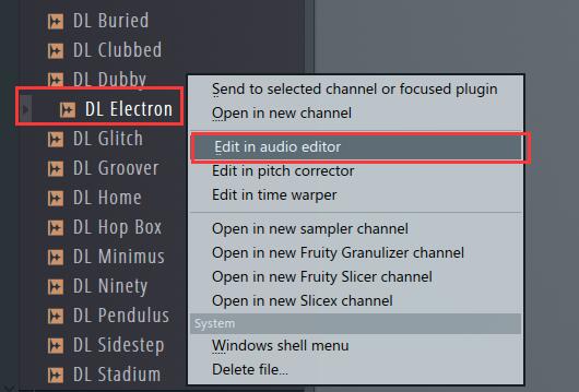  选择Edit in audio editor选项