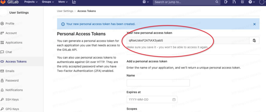 gitlab的token在哪里设置