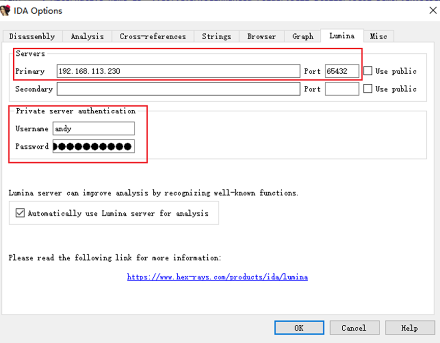 IDA Pro配置Lumina连接