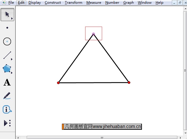 如下图所示;在三角形工具下选择任意等腰三角形示例步骤二 在画板上面