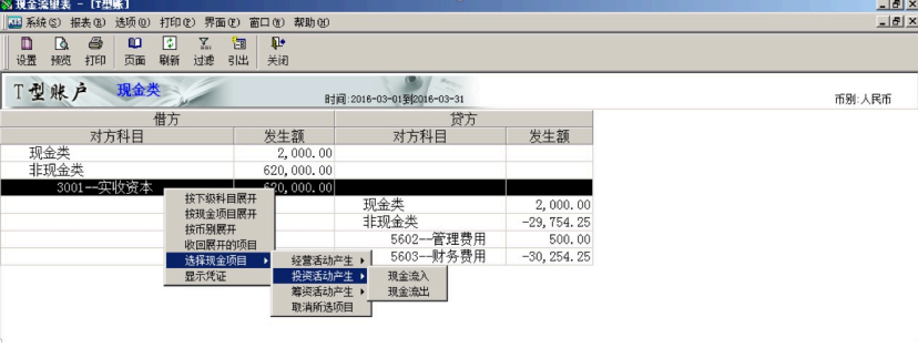 指定现金流量项目