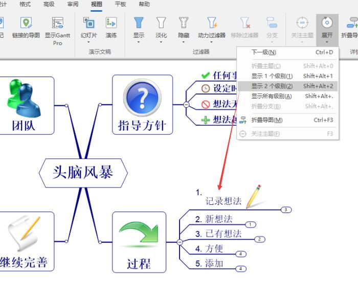 图6：显示2个级别