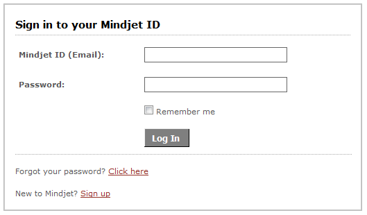 Mindjet 登录页面