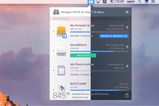 Paragon NTFS for Mac界面