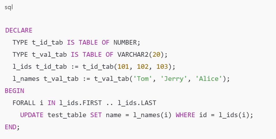 PL/SQL的FORALL语句如何使用  