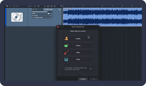 Studio One Pro 7的AI智能音轨分离功能