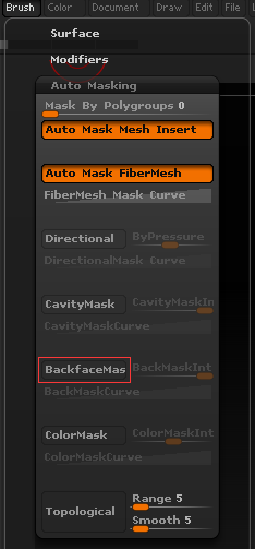 如何在zbrush 4r7中设置背面遮罩