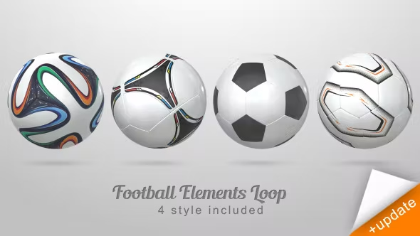 旋转的3D透明足球模型 4组 551350